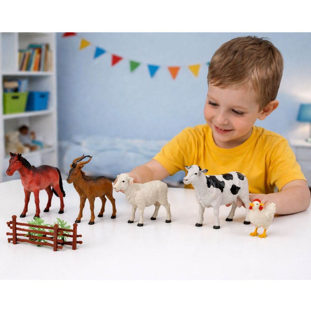 Set figurica, Životinje, Farma, Drveće, Ograda, 13 komada. slika 3