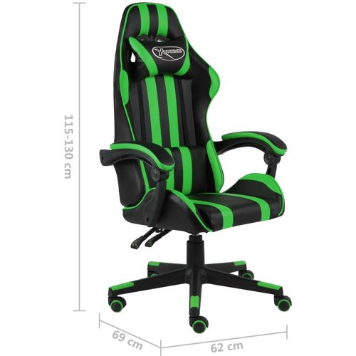 Igraća stolica od umjetne kože crno-zelena slika 14