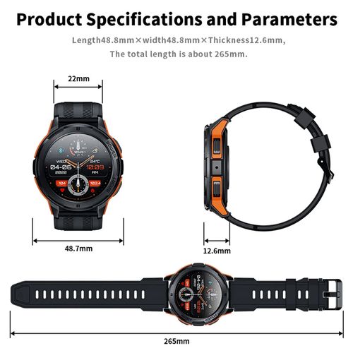 Oukitel BT10 Smart Watch Sport Rugged 410mAh/Heart rate/SpO2/Accelerometer/crno-narandzasti slika 8