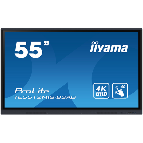 IIyama TE5512MIS-B3AG is an exceptional 4K UHD interactive display designed by iiyama to enhance collaboration, communication, and engagement. With key features like Zero Airgap LCD screen eliminating parallax, PureTouch-IR, iiWare 10 with Android 11. slika 1