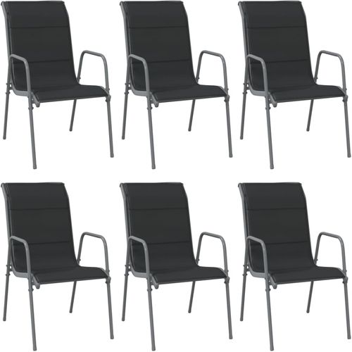 Vrtne stolice 6 kom od čelika i tekstilena crne slika 2