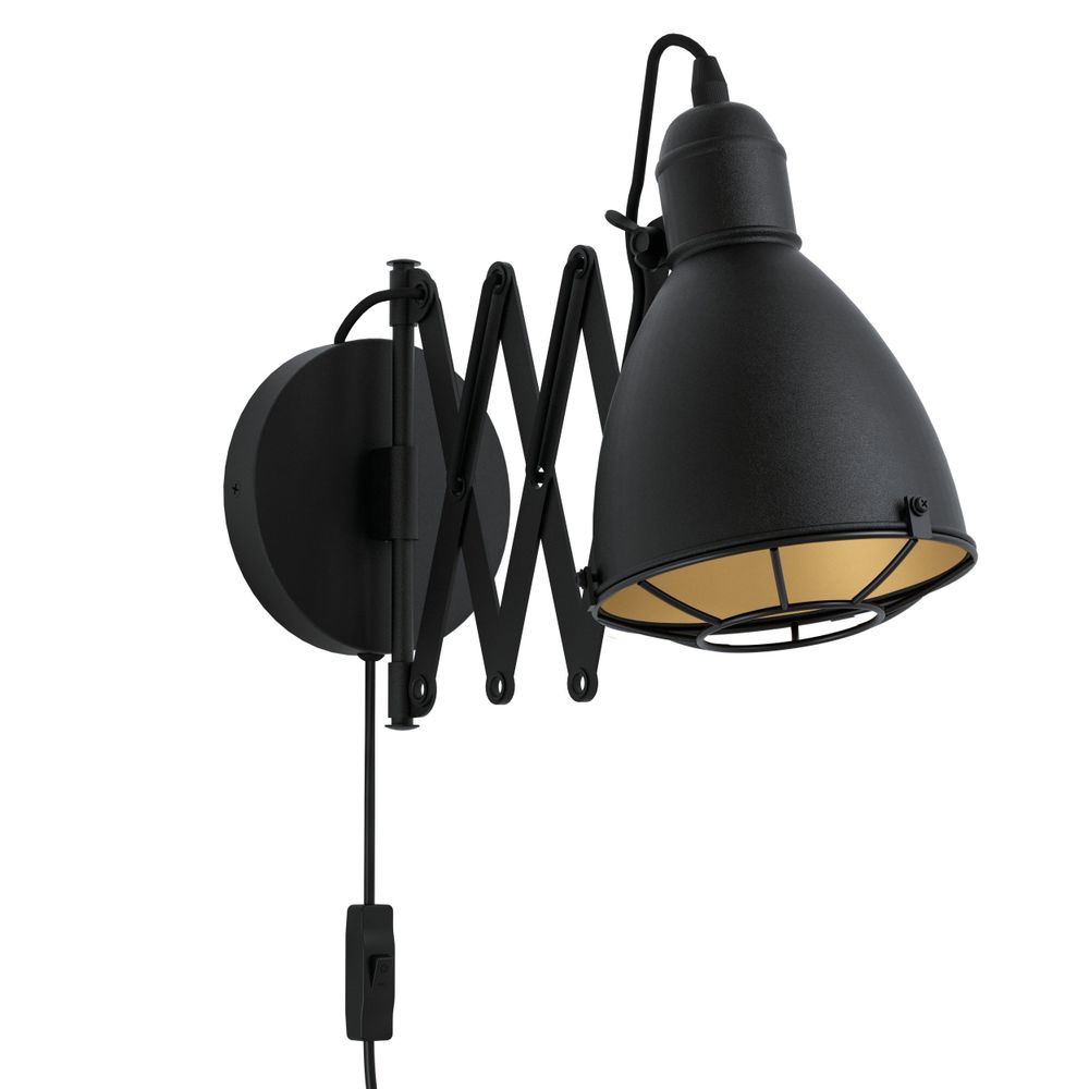 Eglo zidna lampa Cannington E27, crno/zlatna slika 1