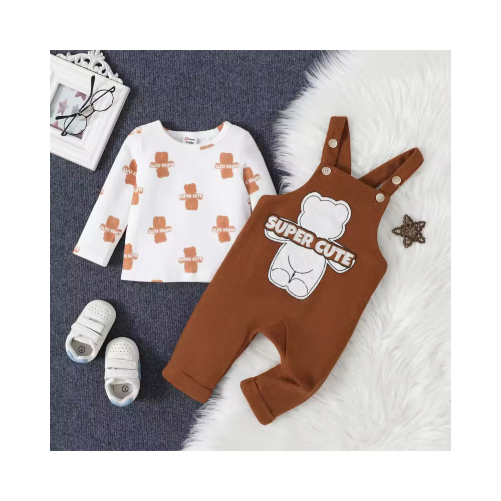 PatPat Komplet za bebe Medo, Braon slika 2