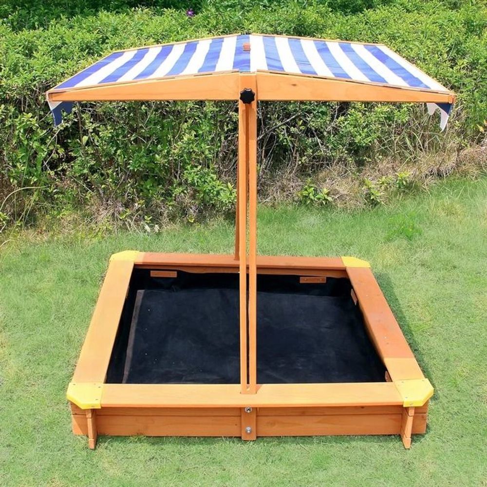 Kinder Home Drveni pješčanik sa podesivom tendom, 118х118cm slika 3