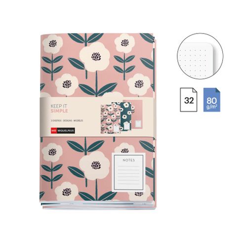 Paket notes Miquelrius Keep it simple cvijeće A5 točkice MR8258 slika 2