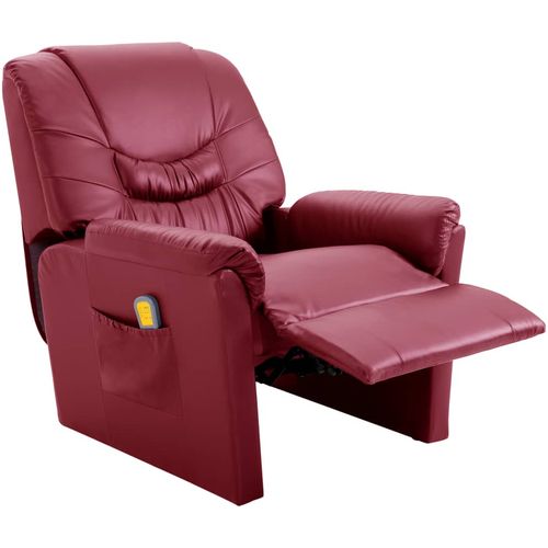 Masažna fotelja od umjetne kože crvena boja vina slika 5