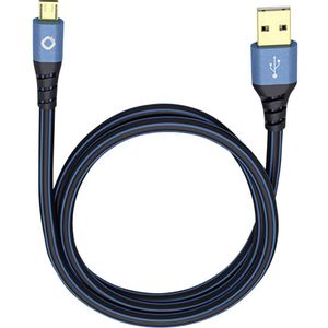 USB 2.0  [1x muški konektor USB 2.0 tipa a - 1x muški konektor USB 2.0 tipa micro-B] 3.00 m plava boja pozlaćeni kontakti Oehlbach USB Plus Micro