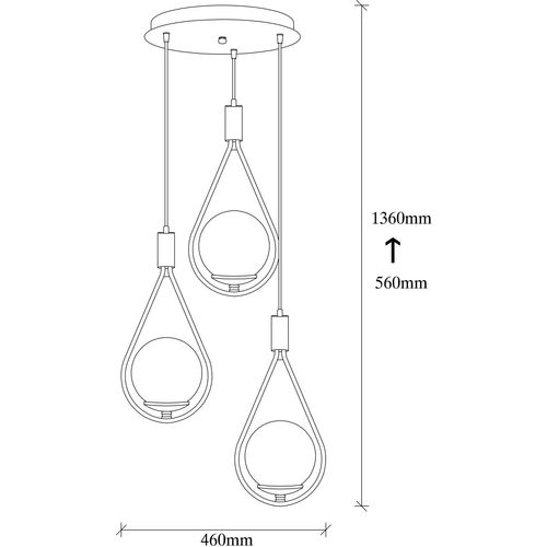 Opviq Vislica MUDONI 3 crna, metal- staklo, promjer 45 cm, visina 136 cm, promjer kugli 15 cm, E27 40 W, Mudoni - MR - 938 slika 5