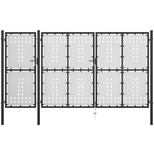 Vrtna vrata čelična 400 x 175 cm crna slika 11