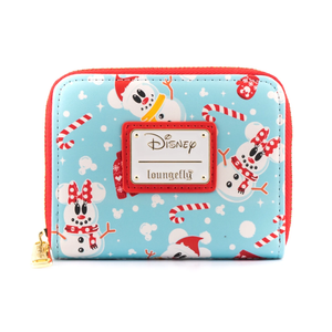 Loungefly Disney Seasonal Snowman Minnie Mickey Aop Zip Around novčanik