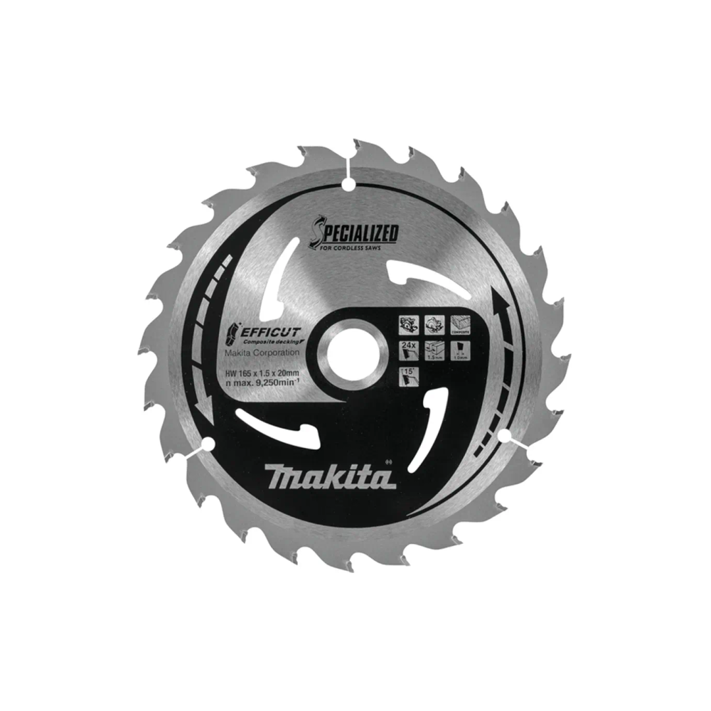 Makita - TCT list kružne pile za uranjanje za kompozitni materijal 165 mm EFFICUT, 165x20x1,0 mm 40Z E-12158 slika 1