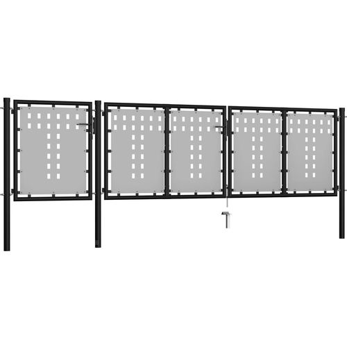 Vrtna vrata čelična 400 x 75 cm crna slika 10