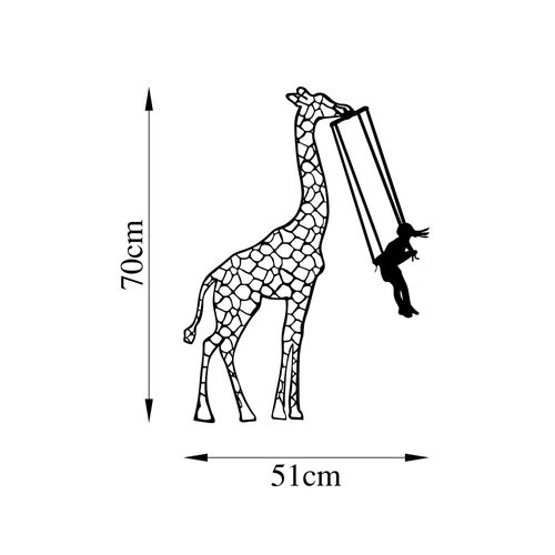 Girl Swinging Giraffe - 498 Black Decorative Metal Wall Accessory slika 5