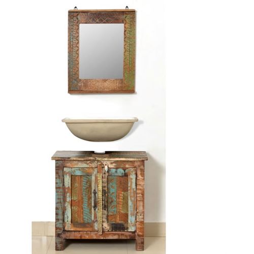 Kupaonski ormarić + ogledalo od recikliranog drveta slika 30