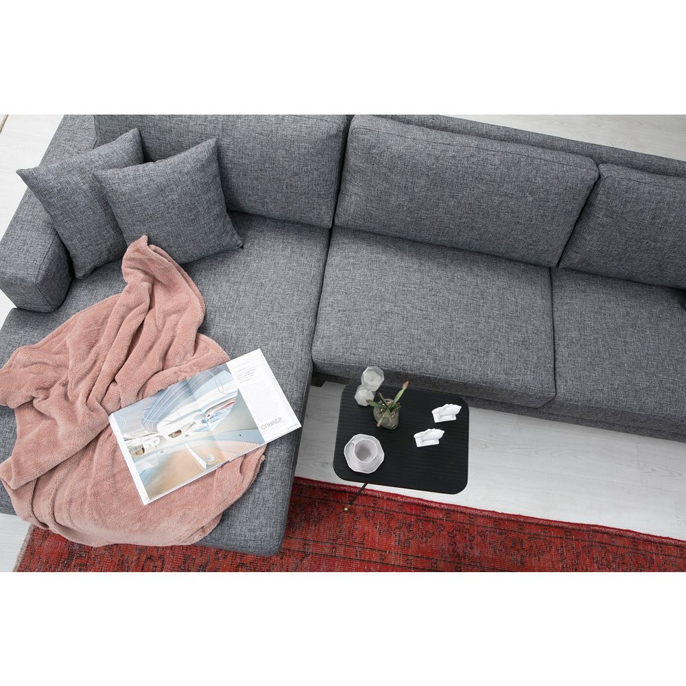 Nordijska Lijeva Kutna Sofa na Razvlačenje u Tamno Sivoj Boji slika 9