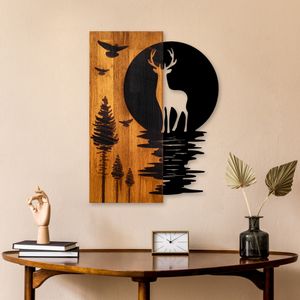 Deer and Moon Walnut
Black Decorative Wooden Wall Accessory