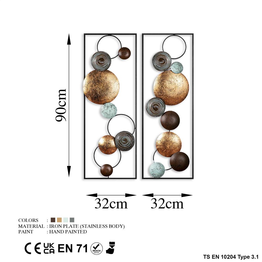 Decorative metal wall accessory Textured - 9, colour: multicolor slika 7