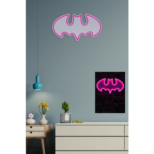 Wallity Ukrasna plastična LED rasvjeta, Batman Bat Light - Pink slika 3