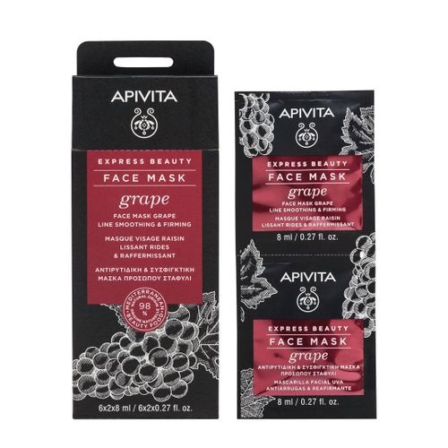 Apivita Express beauty maska za lice s grožđem za zaglađivanje i učvršćivanje linija, 2x8 ml slika 1