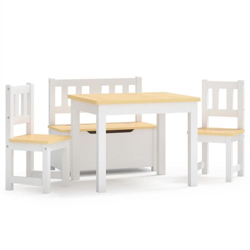 4-dijelni set dječjeg stola i stolica bijeli i bež MDF slika 11