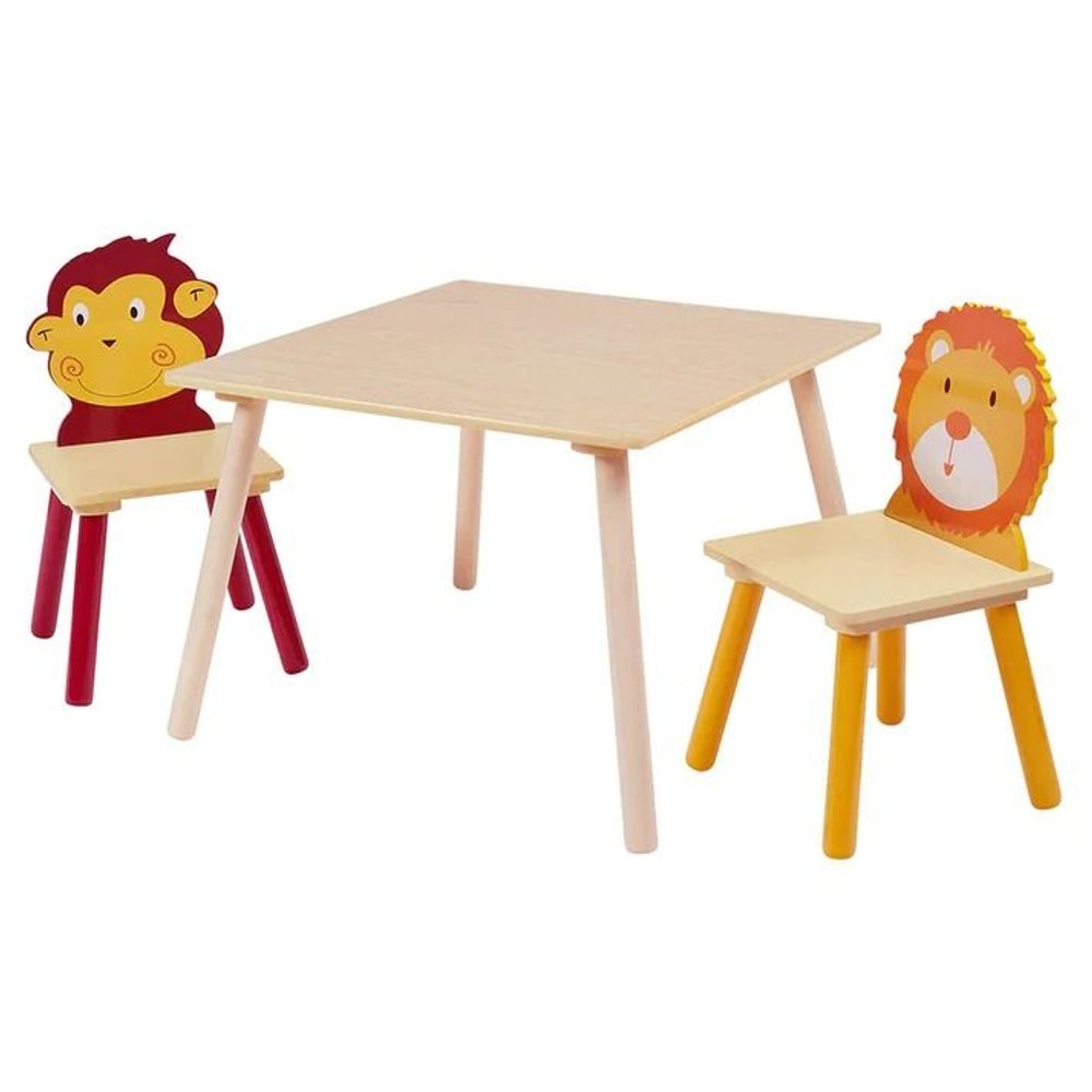 Kinder Home Dječiji drveni sto sa dvije stolice, Šareni slika 2