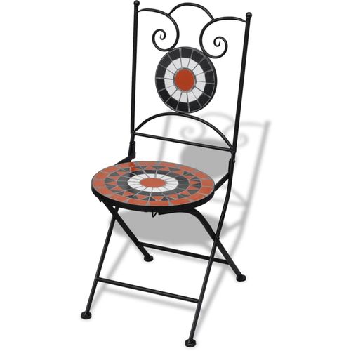 Sklopive bistro stolice 2 kom keramičke terakota-bijele slika 37