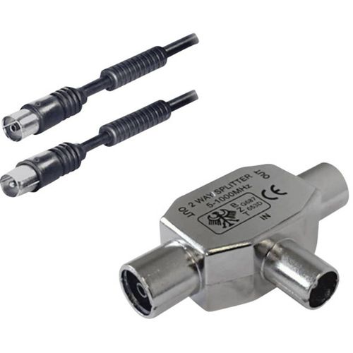 BKL Electronic antene, SAT priključni kabel [1x 75 Ω antenski muški konektor - 1x 75 Ω antenski ženski konektor] 2.00 m   crna slika 1