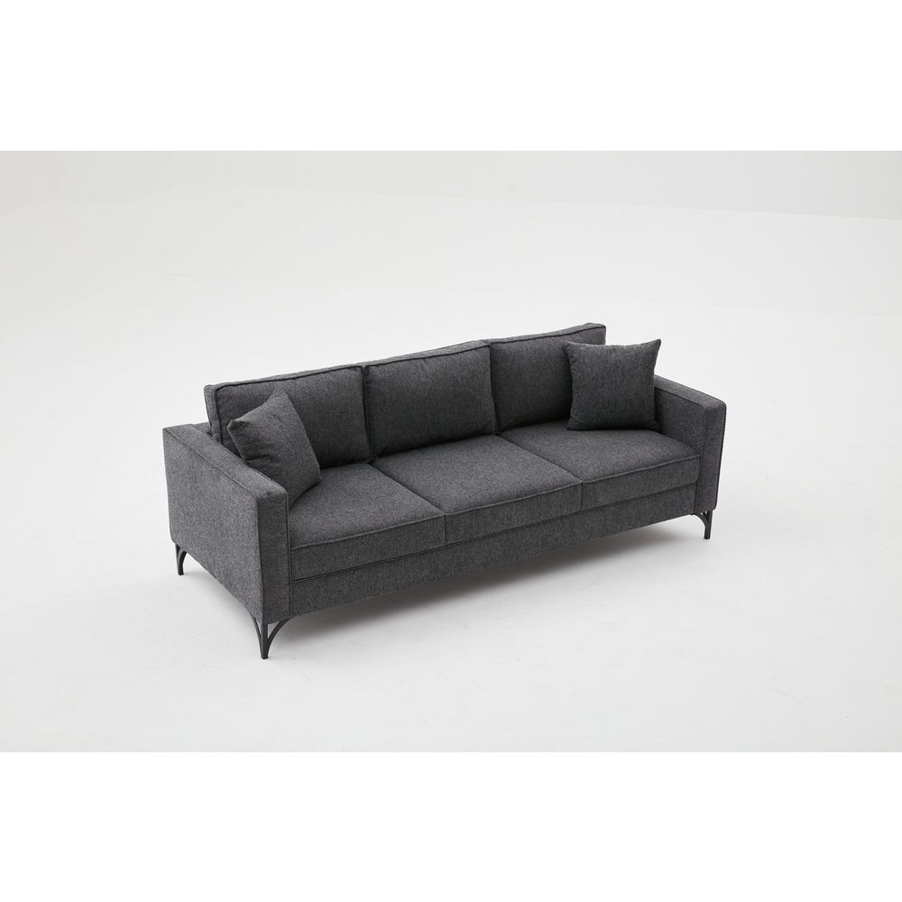 Berlin - Antracitna, Crna Antracitna 3-Sjedalna Sofa slika 7