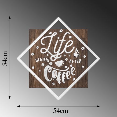 Wallity Drvena zidna dekoracija, Life Begins After Coffee - Silver slika 6