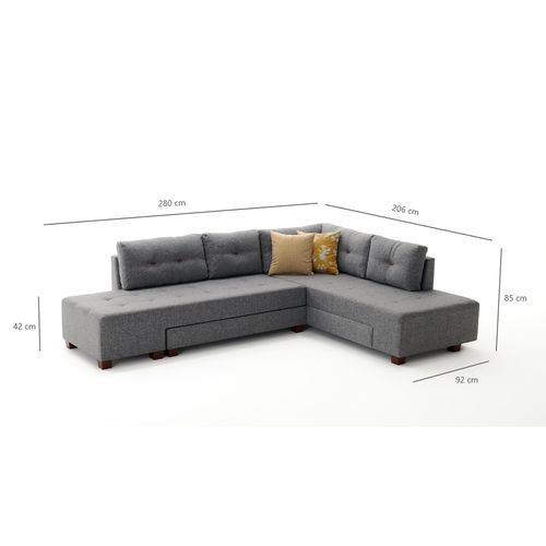 Atelier Del Sofa Manama Ugao Sofa Krevet Desno - Siva Ugao Sofa-Krevet slika 7