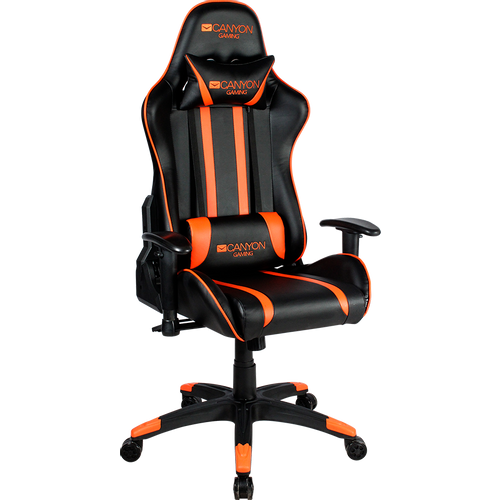 CANYON Fobos GС-3 Gaming chair, PU leather, Cold molded foam, Metal Frame, Top gun mechanism, 90-165 dgree, 2D armrest, Class 4 gas lift, Nylon 5 Stars Base, 60mm PU caster, black+Orange. slika 3