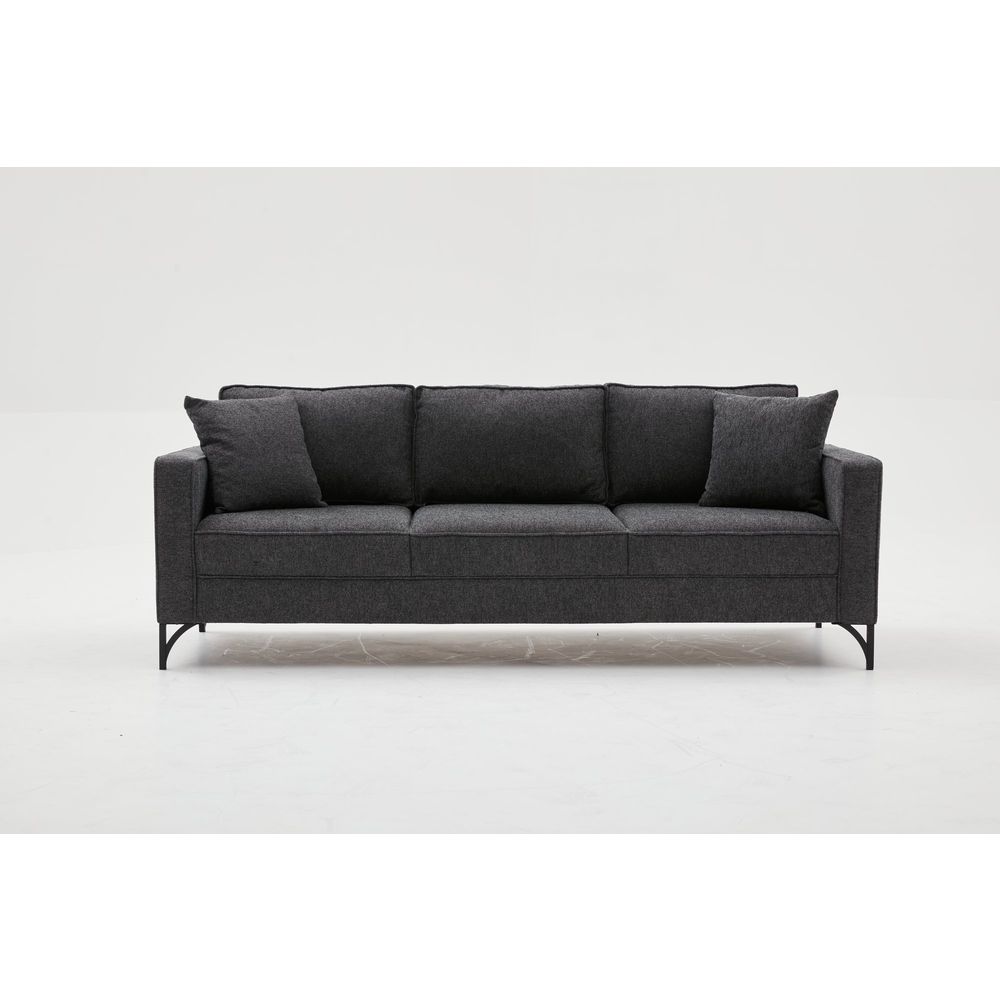 Berlin - Antracitna, Crna Antracitna 3-Sjedalna Sofa slika 6