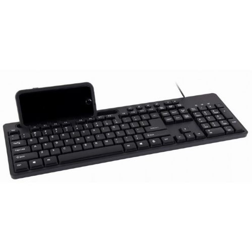 KB-UM-108 Gembird Multimedijalna tastatura US layout black USB sa drzacem za telefon A slika 3