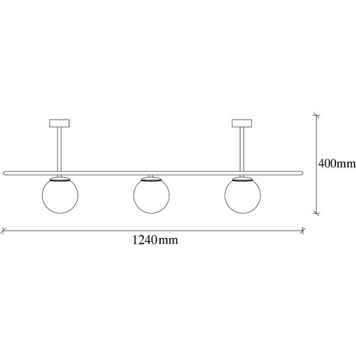 Opviq Vislica ABAKUS crno- bijela, metal- staklo, 124 x 40 cm, visina 33 cm, promjer kugli 15 cm, 4 x E27 40 W, Abaküs - 4891 slika 3