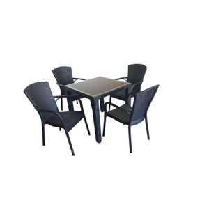 Tilia Baštenski Set Royal, sto i 4 stolice, Crni 80X80