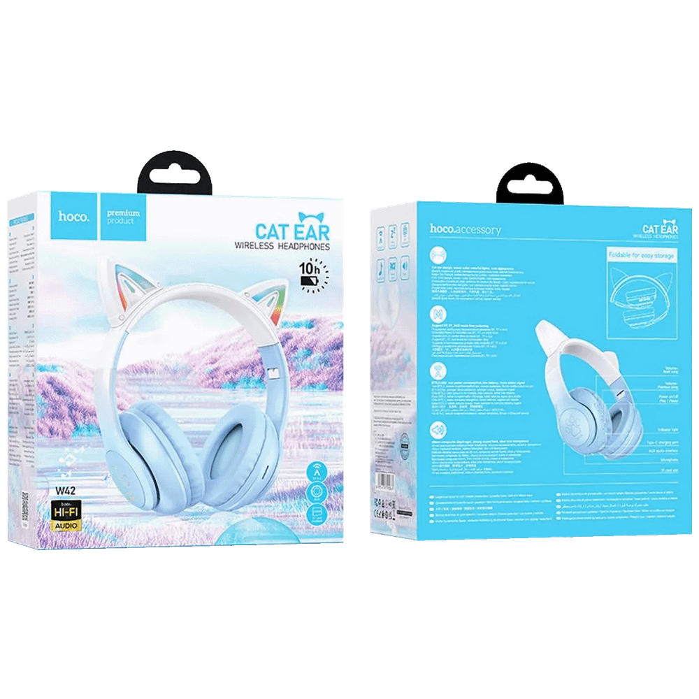 hoco. Slušalice bežične sa mikrofonom, Bluetooth - W42 Cat Ears, Crystal Blue slika 3