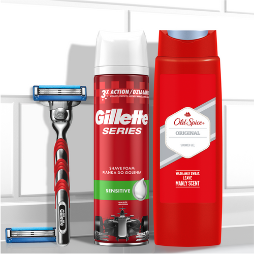 Gillette & Old Spice Poklon paket Mach3 Turbo + Pjena za brijanje + Gel za tuširanje slika 2