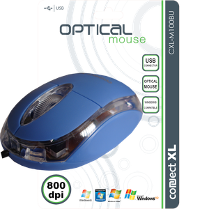 Connect XL Miš optički,  800dpi, USB, plava boja - CXL-M100BU