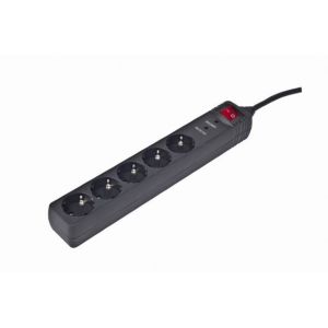 Gembird Surge protector, 5 sockets, 4,5m, black