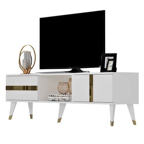 Woody Fashion Stalak za televizor, Vania - White, Gold slika 4