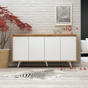 Hanah Home komoda sa ladicama Shans 140x86x40cm - Hrast/Bijela
