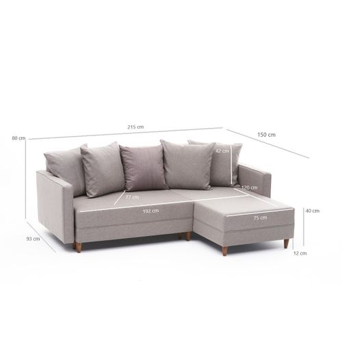 Atelier Del Sofa Aydam Right - Krem Ugao Sofa na Razvlačenje slika 7