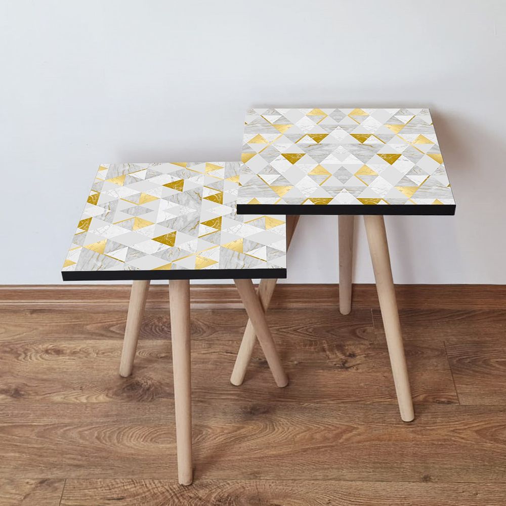Nesting stolovi 2Shp258 - (2 komada) - boje: siva, zlatna, bijela slika 1