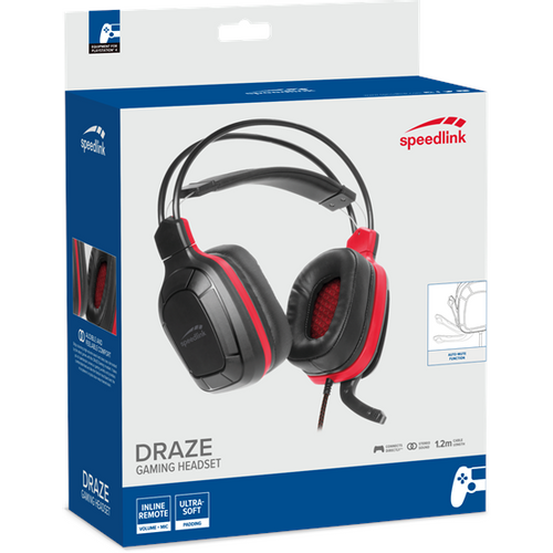Slušalice SPEEDLINK Draze, PC/PS4/PS5, stereo, crno-crvene slika 1