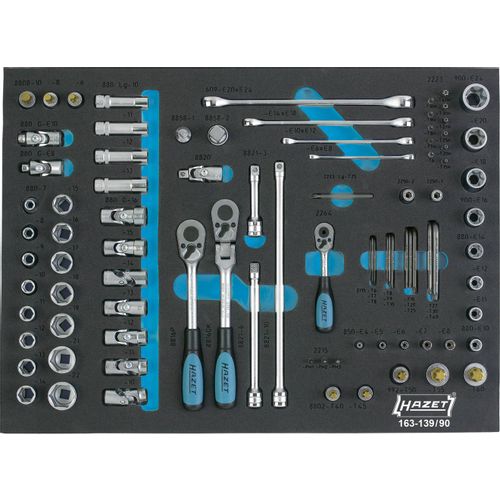 Komplet nasadnih ključeva, metrički 1/4'' (6.3 mm), 3/8'' (10 mm), 1/2'' (12.5 mm) 90-dijelni set Hazet 163-139/90 slika 2