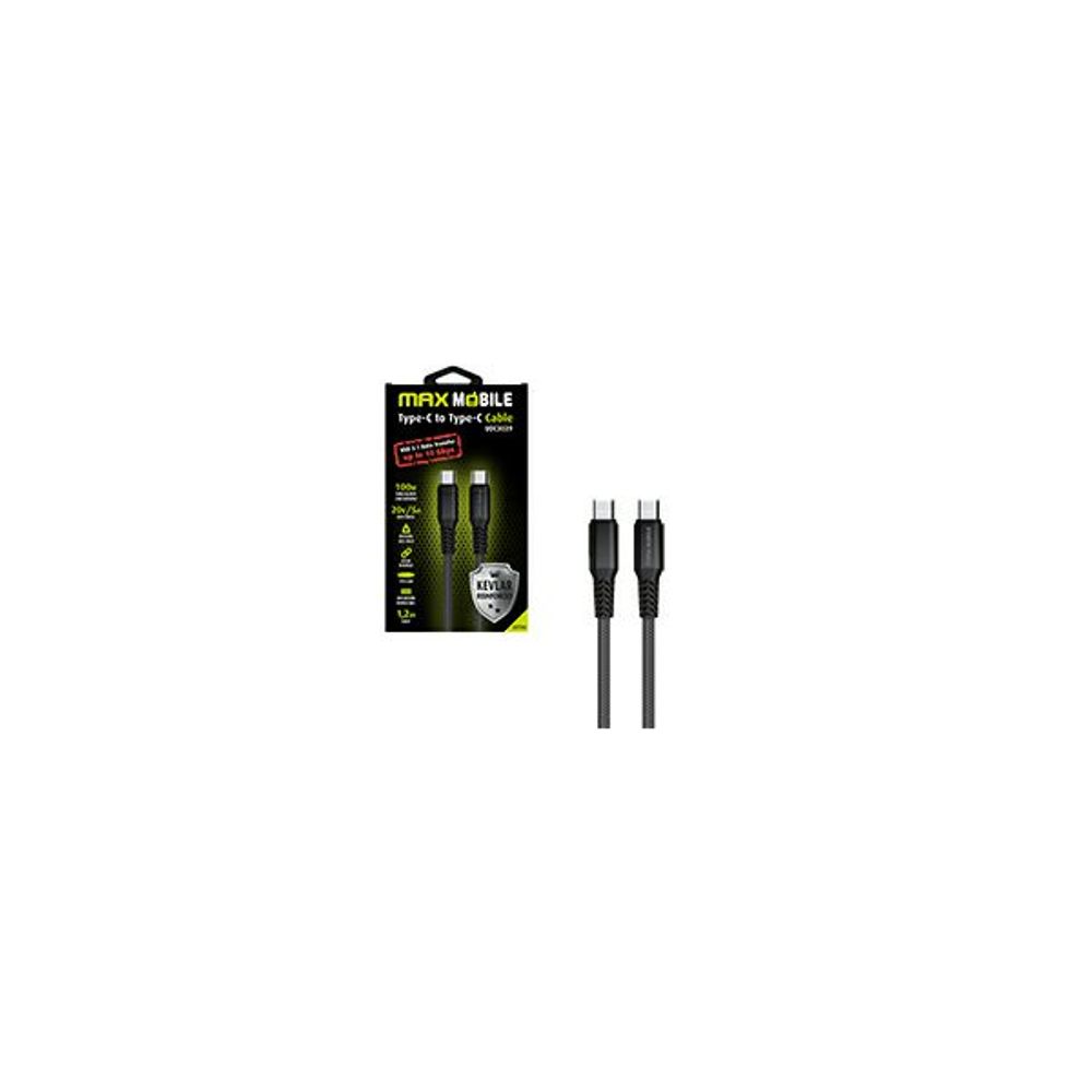 MAXMOBILE DATA KABEL TYPE C-TYPE C UDC3029 KEVLAR BLACK 3.1Gen.100W 5A 1.2m slika 2