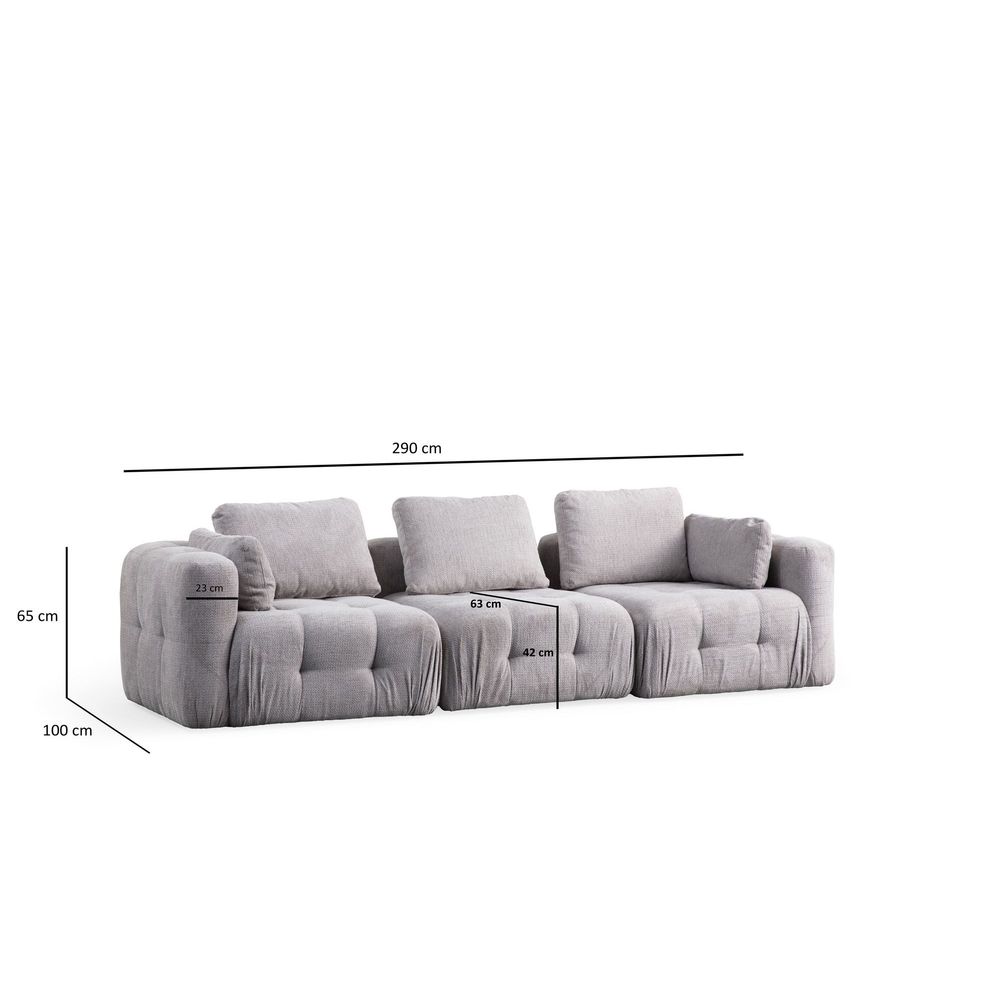 Amaris 3-Sjedalna Sofa - Svijetlo Siva slika 12