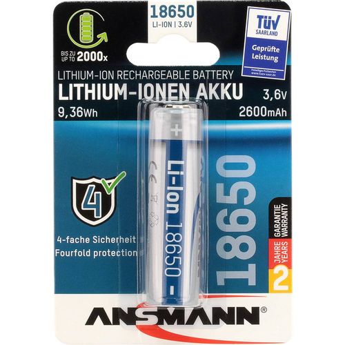 Ansmann 18650 9,36 Wh specijalni akumulatori 18650  Li-Ion 3.7 V 2600 mAh slika 2