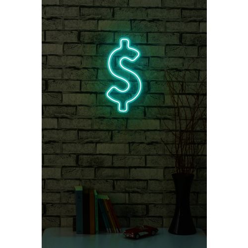 Wallity Ukrasna plastična LED rasvjeta, Dollar Sign - Blue slika 3