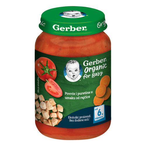 Gerber Organic for Baby Kašica povrće i puretina u umaku od rajčice 190g slika 1